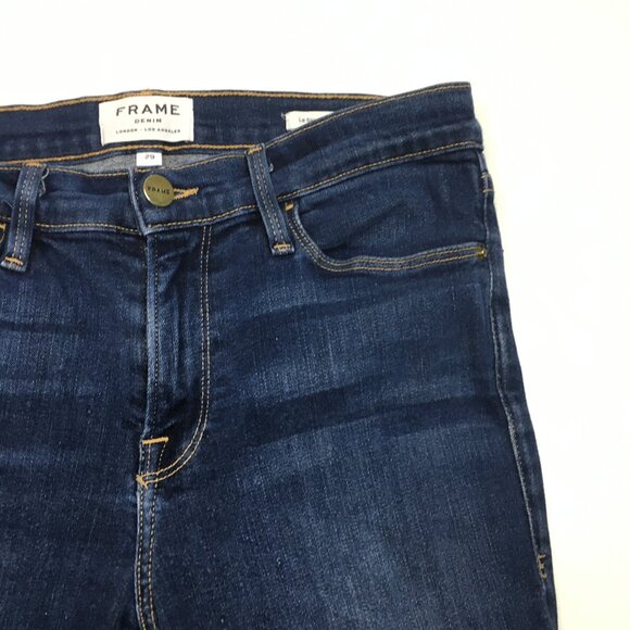 FRAME Le Skinny De Jeanne 5 Pocket Logo Hardware Queens Way Wash Slim Fit Jeans - Picture 7 of 10